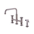 Aquacubic Cupc certified Knurled Round handle kitchen faucet taps Lead free waterway Industrial Style Deck Mounted with 3 holes